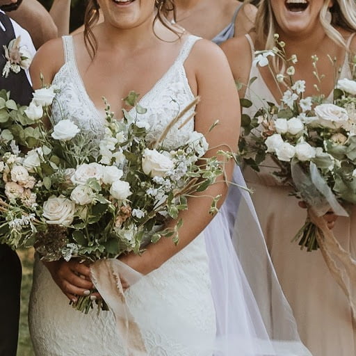 Bride holding wedding bouquet