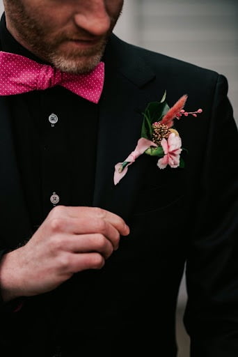 Man with boutonniere on suit
