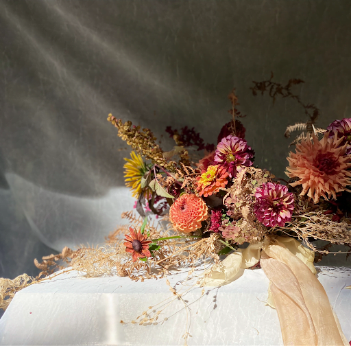 Autumn arrangement with dried flowers