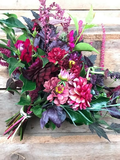 Berry coloured Autumn flower arrangement