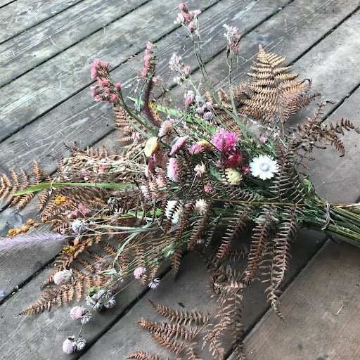 Field and forest dried flower bouquet arrangement