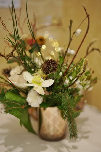 Small winter floral arrangement on table