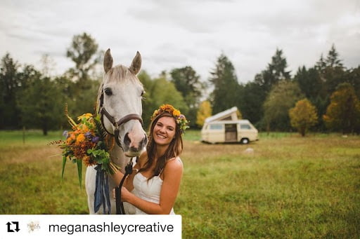Bride with horse.