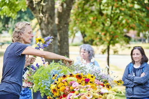 Floral designer and artist-in-residence Alexandra Richards teaches a floral workshop.