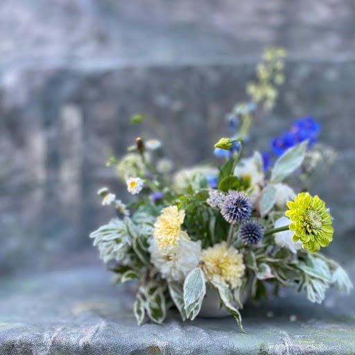 Blue & Ivory floral centerpiece