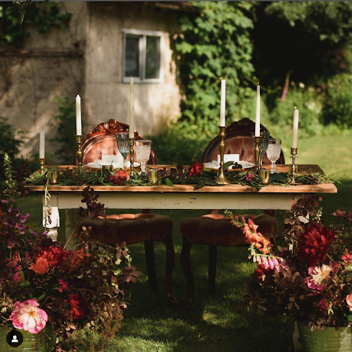 Table decorated with candles and flowers